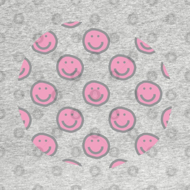 Prism Pink Round Happy Face with Smile Pattern by ellenhenryart